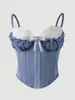 Sutiã Sexy Patchwork de Renda Vermelha com Aro, Camisola com Toque de Luxo, Top Tubo para Usar por Baixo, Top para Menina Spicy