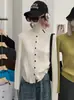 KEKEZOON Suéter de Punto con Cuello Alto Acanalado para Mujer Otoño Ajuste Delgado Diseño de Botones Manga Larga Top Adelgazante 9520
