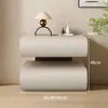 Mesa de Cabeceira Flutuante com Duas Gavetas Cor de Noz Design Moderno Minimalista Sem Puxadores Armário de Armazenamento ao Lado da Cama