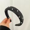 Diadema de tela con perlas y diseño de estilo francés para mujer, con parte superior craneal elevada, combina con todo, ideal para salir, cueva para el cabello, nuevo producto.