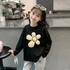 Camiseta base transpirable de algodón puro, top para niños, ropa infantil de moda, camiseta para bebés niñas, elegante de manga larga con dibujos para niñas