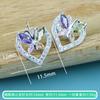 Qianseye S925 Plata Esterlina Circonita Corazón Mariposa Colgante Set de Aretes Simple Exportación Aliexpress Set Versátil