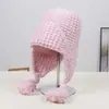 2025 Novo Chapéu de Tricô Liso Simples Elegante para Outono e Inverno Versátil Casual Quente à Prova de Vento Chapéu Casual para Proteção das Orelhas