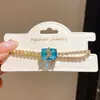 Pulseira quadrada de borboleta com zircônia, banhada a ouro 18k real, fresca e delicada, doce e elegante, luxo leve com um toque de alta qualidade