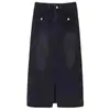 Falda de Mezclilla Negra Vintage Forma de Pera para Mujer Otoño Tallas Grandes Chica Gordita Cintura Alta Adelgazante Longitud Media Falda de Línea A