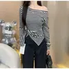 40 Cool Algodón de Seda Nuevo estilo coreano, dobladillo asimétrico, entallado en la cintura, de alta gama, adelgazante, versátil, camiseta de un solo hombro