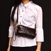 Bolso Cuadrado Pequeño Estilo Mori de Alta Gama Retro Doble Cremallera Bandolera Hecho a Mano Cuero Curtido Vegetal Cuero Genuino para Mujer Bolso Pequeño para Teléfono Móvil