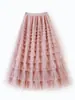 Saia de Bolo Patchwork em Renda 2026 Primavera, Verão, Outono, Inverno Novo Estilo Saia Midi Saia Longa Evasê Saia de Tule Bufante