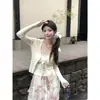 Cárdigan de punto con cuello en V y lazada Dopamine para mujer, Verano 2026, Delgado ajustado, Cubretop protector solar, Chaqueta corta