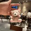 Urso de pelúcia fofo com gravata borboleta, pingente de brinquedo, nova chaveiro de ursinho de pelúcia, boneca, enfeites para mochila