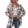 Ropa Femenina Europea y Americana Transfronteriza 2025 Nueva Camisa Amazon Otoño e Invierno Moda Casual Camisa de Cuadros Holgada con Bolsillo para Mujer