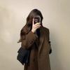 Elegante Abrigo de Cachemira Doble Cara, Longitud Media, Chaqueta de Lana Color Café para Mujer, Nuevo Modelo Otoño e Invierno 2026