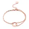Joyería Más Vendida Transfronteriza Pulsera de Acero de Titanio para Mujer Pulsera de Cuentas Doble Capa Círculo Pulsera de Acero de Titanio que No se Desvanece