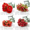 Flor Artificial Roja Grande Flor de Espuma Fruta de un Solo Lado Accesorios Hechos a Mano para Manualidades para Hacer Pasador Flor Envuelto Material para Joyería