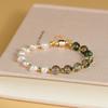 Pulsera de Perlas de Cristal Natural Fantasma Verde al por Mayor Moda Fresca Nicho Lujo Ligero Diseño Original Pulsera para Mujer Joyería