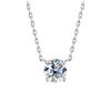 Collar Clásico de Plata de Ley S925 con Moissanita de Cuatro Garras para Mujer Chapado en Pt 950 Lujo Accesible Cadena para Clavícula Estilo Caliente de Transmisión en Vivo