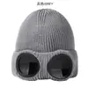 Gorro de punto para protección ocular de otoño e invierno para hombres y mujeres, gorro de lana grueso y cálido, gorro para clima frío que adelgaza la cara, gorro con gafas de aviador