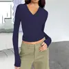 Camiseta básica ajustada de manga larga con cuello en V para mujer, otoño e invierno, Amazon, nueva tendencia europea y americana, para mujer