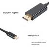 Cable de Conversión Tipo C USB 3.1 C a Displayport Macho-Macho Cable Adaptador de Audio y Video de Alta Definición 1.8m
