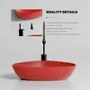 Lavabo de Encimera Artístico Colorido con Forma Especial de Huevo Lavabo Integrado de Cerámica Lavabo de Baño para Balcón de un Solo Hueco