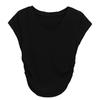 Camiseta Feminina Manga Curta Decote V Estilo Pure Lust Verão 2025 Novo Design Slim Fit Estudante Top Cor Pura Tendência