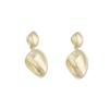 Pendientes de Plata S925 con Aguja de Oro de Color Real que Conserva el Color Pendientes de Estilo Minimalista Transfronterizos Europeos y Americanos Pendientes Ovalados Lisos de Onda Retorcida