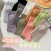 Calcetines de mujer de primavera y otoño, finos, de colores lisos, apilados, estilo japonés, color caramelo, de tubo medio, transpirables, anchos, de algodón Rakou para mujer.