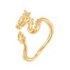 Nuevo Anillo de Dragón Chapado en Cobre Oro Real de 14k para Mujer Nicho de Gama Alta Lujo Ligero Apertura Ajustable Anillo para Dedo Índice de Pareja