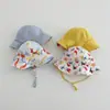 Sombrero de Pescador Reversible de Doble Cara para Bebé, Color Sólido Floral, con Cuerda a Prueba de Viento, Sombrero de Protección Solar, Sombrero de Pescador para el Sol de Primavera y Otoño para Niños