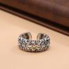 Anillo de Estrella de Seis Puntas de Plata S925 para Hombre Hip-hop Antiguo Retro Diseño Calado Personalizado Simple Anillo de Dedo Transfronterizo