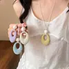 Brilho de Primavera~ Colar Oval de Acrílico Dopamina Corrente Simples Casual para Clavícula Estilo Férias na Praia