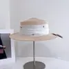 Taladro de Uñas Cinta Plegada Sombrero de Copa Plano a la Moda Verano para Mujer Elegante Versátil Temperamento Sombrero de Copa Protección Solar Sombra Sombrero de Paja de Moda