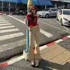 Pantalones Acampanados Estilo Chica Caliente Retro Americano de Tiro Bajo, Corte Ajustado, Color Caqui, Pantalones de Mezclilla Elásticos y Pantalones de Longitud Extendida