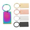En stock acero de titanio personalidad simple geométrico rectangular llavero accesorios etiqueta colgante lisa grabada con láser