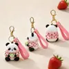 Colgante de Panda Rojo Oriental Lindo de Dibujos Animados DIY Fábrica Creativa Llavero de Goma Blanda de PVC Llavero Personalizado para Bolsos
