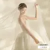 Véu de Noiva Transparente Camada Única de Cristal Coreano Liso Alta Definição Casamento Noiva Casamento Toque de Luxo Véu para Fotografia de Estúdio Peça Única