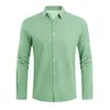 Camisa Nueva de Manga Larga para Hombre Otoño Primavera Cross Europe Estampado 3D Casual de Negocios Sin Planchar Color Sólido Camisa con Cuello