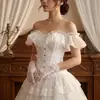 Corsé Blanco Jacquard de un Solo Hombro con Volantes Hecho a Medida Estilo Francés Moldeador de Cuerpo Superior para Vestido Estilo Corte