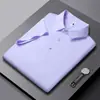 Camisa Polo de Hielo de Seda para Hombre sin Costuras de Manga Corta Protección Solar Secado Rápido Camiseta de Verano Casual Polo con Cuello