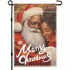 Nova bandeira de jardim de Natal Amazon transfronteiriça com boneco de neve e árvore de Natal, bandeira de linho para feriado para pátio externo