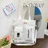 Bolsa de Lona Simple con Letra para Mujer, Versátil Bolsa Grande de Capacidad para Tutorías, Mochila Escolar para Estudiantes, de un Hombro y de Doble Hombro