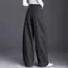 Elegantes pantalones de pierna ancha de mezcla de lana para mujer, nueva colección otoño/invierno 2026, tiro alto, cubren la cadera, corte holgado, adelgazantes, pantalones casuales