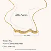 Collar Colgante de Ola Estilo Europeo y Americano de Moda, Acero Inoxidable Chapado en Oro de 18 Quilates, Colgante Moderno y Único para Mujeres