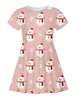 Vestido Curto de Manga Curta Soltinho para Meninas com Estampa Digital 3D de Boneco de Neve de Desenho Animado para o Natal - Comércio Exterior Transfronteiriço Europeu e Americano