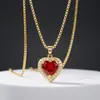 Collar Popular con Forma de Corazón Transfronterizo Europeo y Americano para Mujer, Cobre Incrustado con Circonita, Colgante de Corazón, Cadena para Clavícula, Joyería Corazón del Océano, Suministro Directo