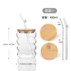 Copo de Vidro Portátil com Tampa de Bambu e Canudo Copo para Cold Brew