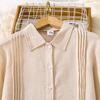 Ropa Infantil Transfronteriza 2025 Otoño e Invierno Nuevo Traje Infantil Camisa de Manga Larga con Solapa y Pliegues Pantalones Casuales de Pierna Ancha Conjunto de Dos Piezas