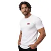 Camiseta Masculina de Manga Curta de Secagem Rápida para Primavera Gola Redonda Solta Casual Cor Sólida Jacquard Respirável Top Masculino Fábrica de Origem
