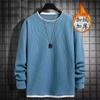 Camiseta de Manga Larga tipo Waffle para Hombre 2024 Primavera y Otoño Nueva Camiseta Base de Suéter para Hombre Color Sólido