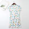 Novos Pijamas de Malha de Manga Curta Desenho Animado Fofo Roupas de Casa Edição Europeia Tamanho Grande Feminino Pijamas Estampados Atacado